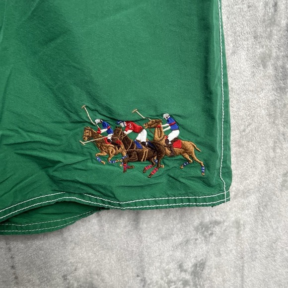 Vintage 90s Polo Ralph Lauren Big 3 Logo Embroidered Swim Trunks Size 32 - Picture 2 of 7